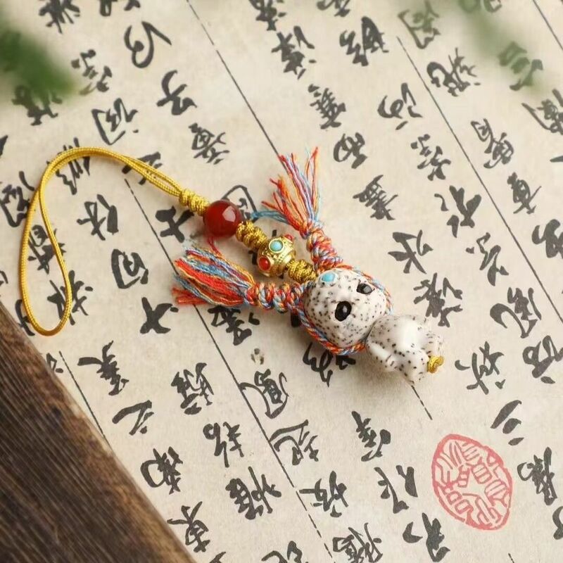 Asli lucu Xingyue kecil Adai Bodhi telepon rantai liontin indah buatan tangan dikepang tali gaya kuno gantungan kunci