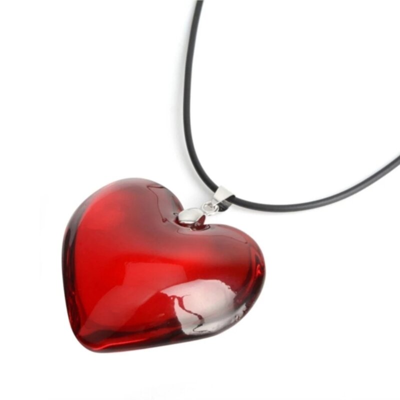Y1UB Crystal Glass Heart Necklace Fashion Pendant Necklace Colorful Jewelry Christmas