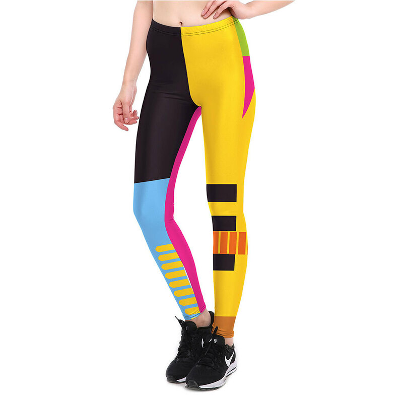 Leggings da donna leggings Casual slim stampati a righe colorate 3XL 3910