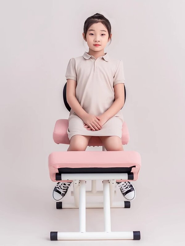 Silla para arrodillarse para niños, silla de aprendizaje de escritura, postura correctiva sentado, antijoroba, respaldo ajustable