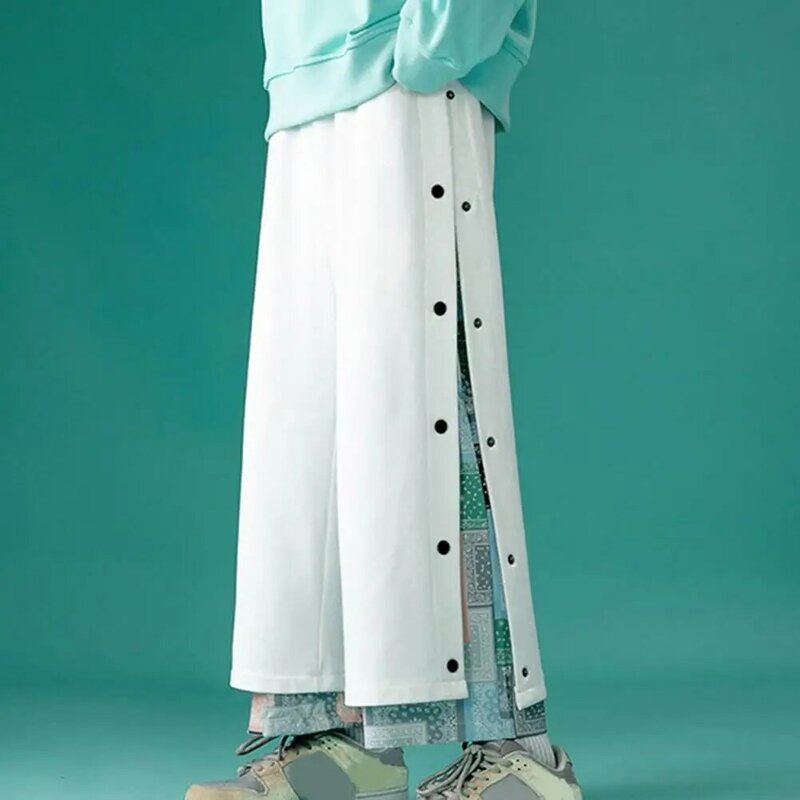 Calça larga casual Harajuku masculina, calça até o tornozelo, moletom patchwork, moda streetwear, primavera e outono