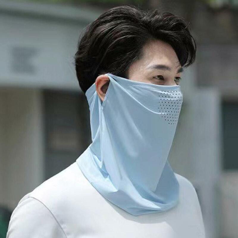 Cubierta de protección UV Unisex para el cuello, mascarilla deportiva a prueba de sol, máscara de seda de hielo, envoltura para el cuello, protector solar, bufanda facial