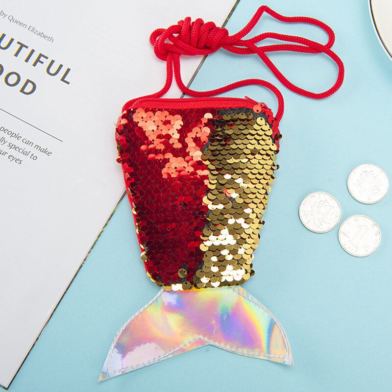 Simpatico portamonete con paillettes Glitter borsa portamonete giocattolo a sirena regalo per eventi regalo per bambini peluche zaino piccolo a sirena per bambini