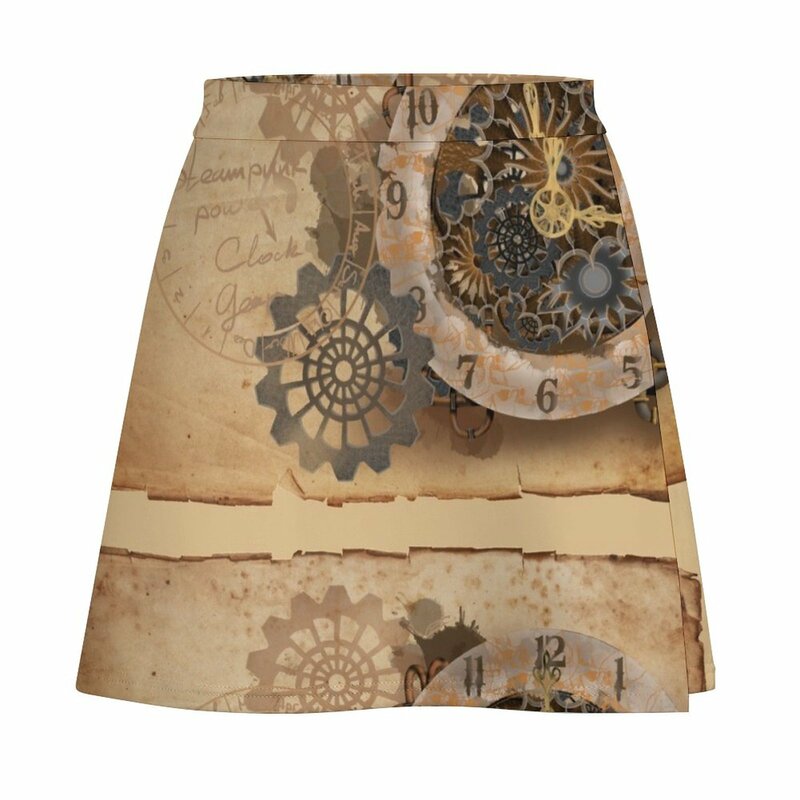 Mini saia de relógio Steampunk feminino, roupa feminina coreana, vestido de verão