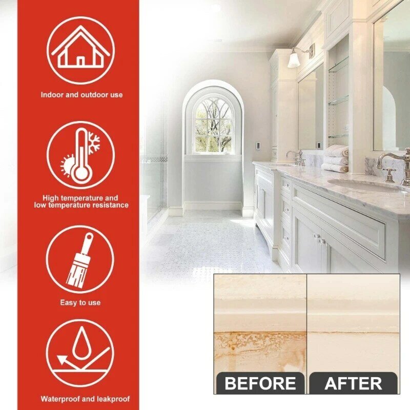 Colle Anti-fuite 20CB pour carrelage salle bains, scellant adhésif étanche, brosse libre, colle isolante transparente