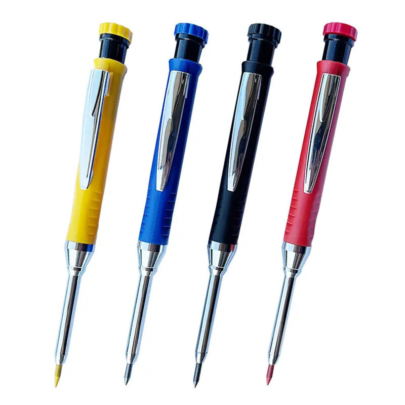 Conjunto de lápis sólido carpinteiro, ferramenta de marcação com chumbo de enchimento, apontador embutido, boca profunda, escrita