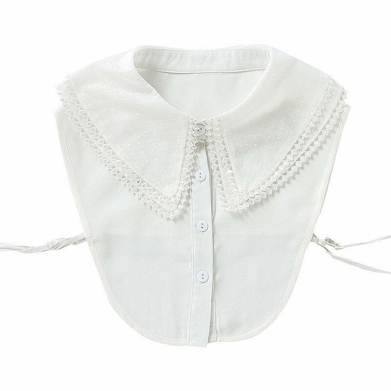 女性用の取り外し可能なラペルネックレス,2層,フェイクカラーの取り外し可能な白いシャツ