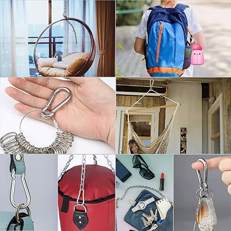 Mini Liga Primavera Mosquetão, Snap Hook Clip Keychain, anel-D Buckle Keychain, Outdoor Camping Escalada e Caminhadas, 5 PCs, 10 PCs, 20PCs