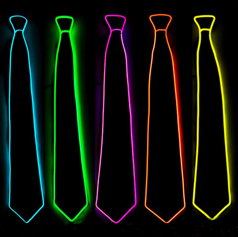 Halloweenowy 2023 migający lampa neonowa LED krawat Halloween święta, tańce materiały dekoracje weselne świecący podświetlany przewód krawat