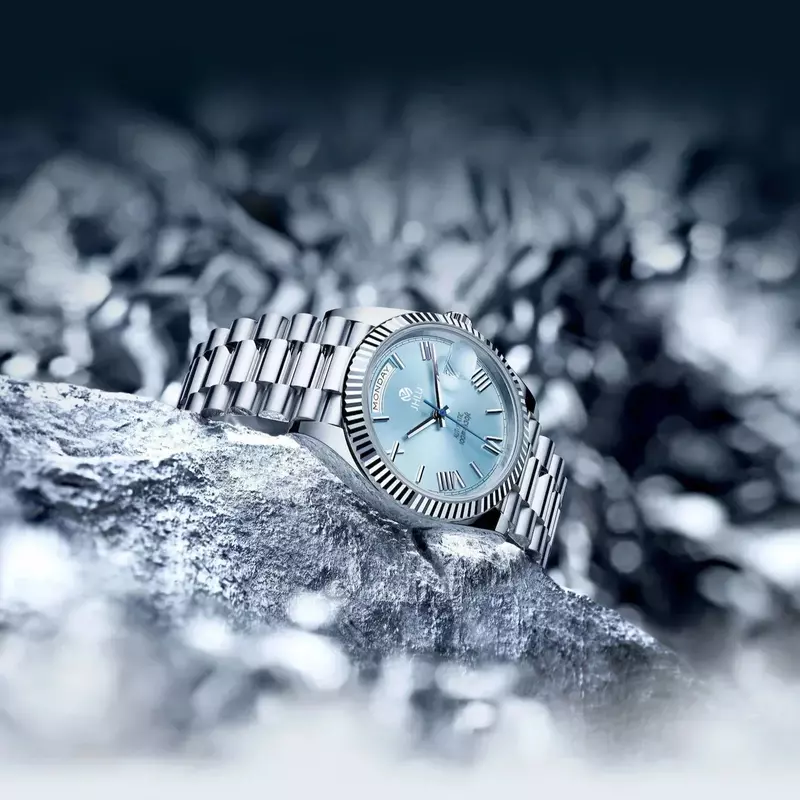 2024 Tag Datum Herren Mechanica Uhren Luxus Meteorit Textur Zifferblatt Automatik uhr für Herren Saphirglas Uhr Mann Taucher Uhr