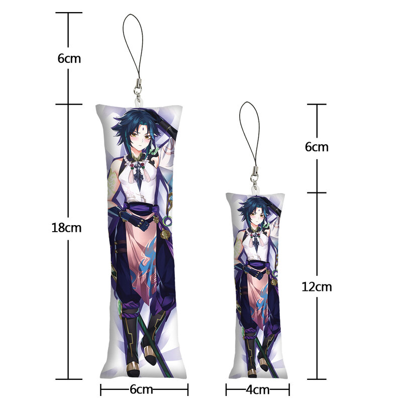 Genshin-Llavero de impacto Nahida, llavero colgante, almohada de cuerpo pequeño, Mini bolsa Dakimakura, llavero de teléfono colgante de doble cara
