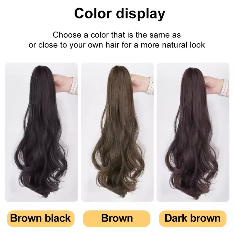 ALXNAN HAIR Synthetic Claw Clip Ponytail Extensions Long Curly Hair Natural Curly Hair Tail Ponny Tail For Women