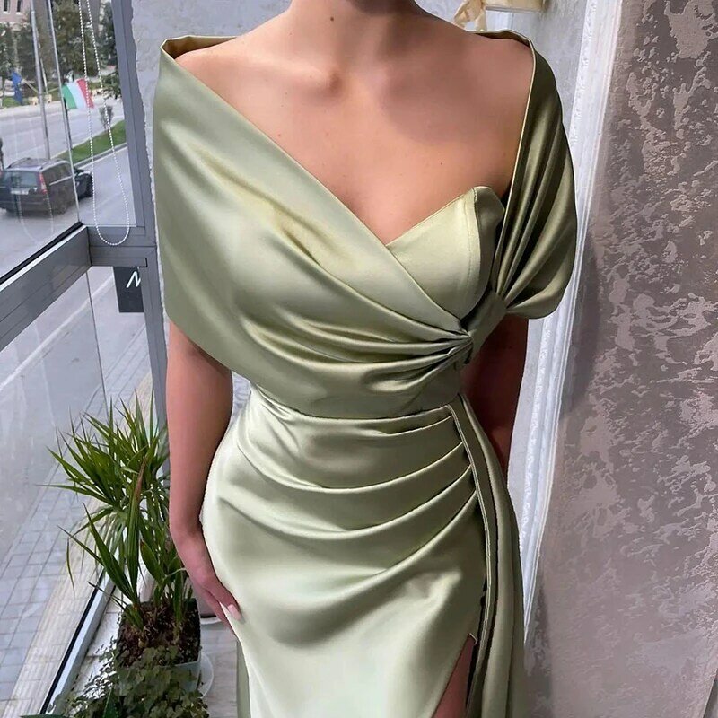 Thinyfull Formal Mermaid Prom Dresses 2023 Off The Shoulder Evening Cocktail Party Prom Gowns High Split Floor Length Plus Size