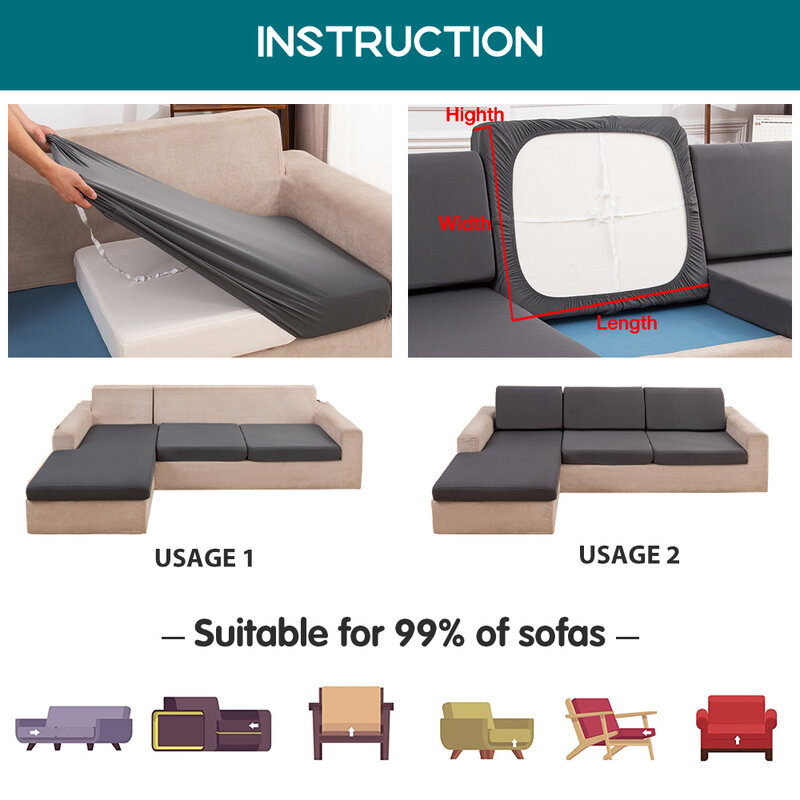 Funda de cojín de asiento de sofá impermeable de doble cara, Protector elástico, fundas de sofá para mascotas y niños, funda de sofá para sala de estar con regalo aleatorio
