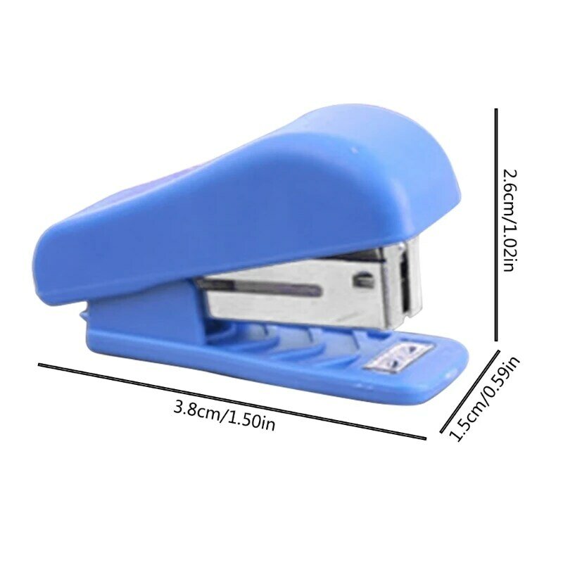 Mini Stapler เครื่องเย็บกระดาษแบบพกพา อุปกรณ์สำนักงานอุปกรณ์เสริมสำหรับเด็กนักเรียน Built-in Staple Pins Remover D5QC