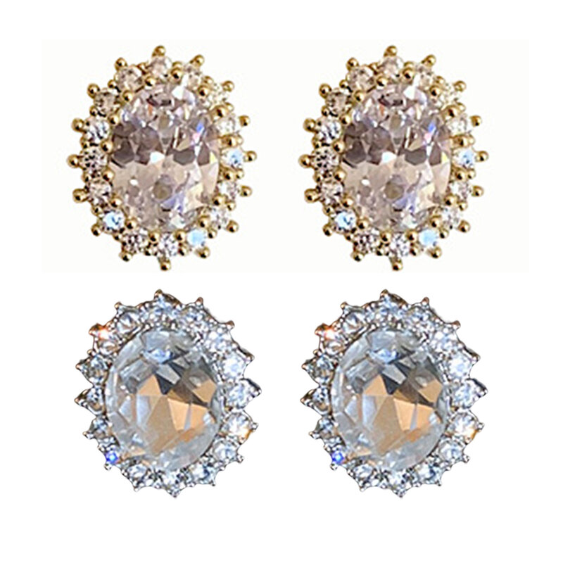 Womens  Stud Earrings S925 Sterling Silver Brilliance Rhinestone Piercing Jewelry Gifts for Mom Wife Girlfriend