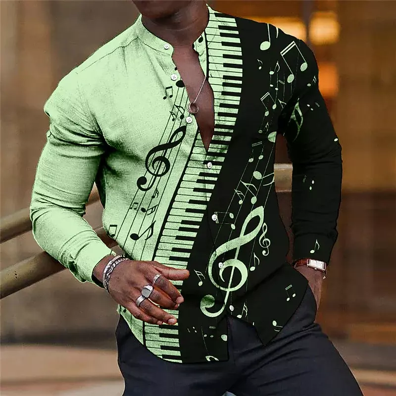 Music Shirt Stand Collar Men's Casual Party Suit Lined Sports Running High Quality Material Soft Comfortable 2023 New Hot Sale