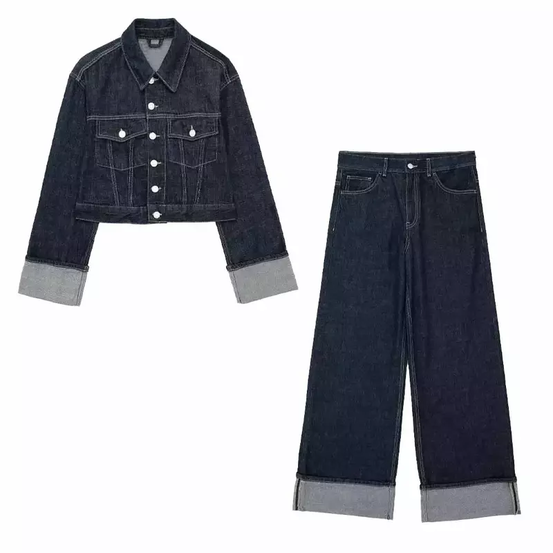 Donne 2023 nuova moda tasca decorazione giacca di jeans allentata cappotto Vintage manica arricciata abbottonata capispalla femminile camicia Chic