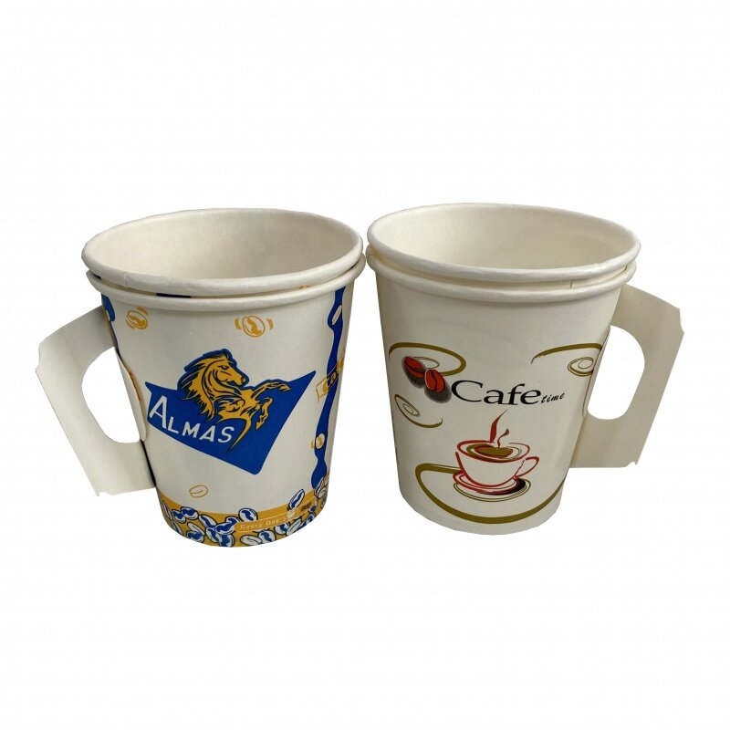 Customized product4oz/7oz/9oz Disposable Paper Cups Customized Hot Coffee Paper Cup With Handle And Lids
