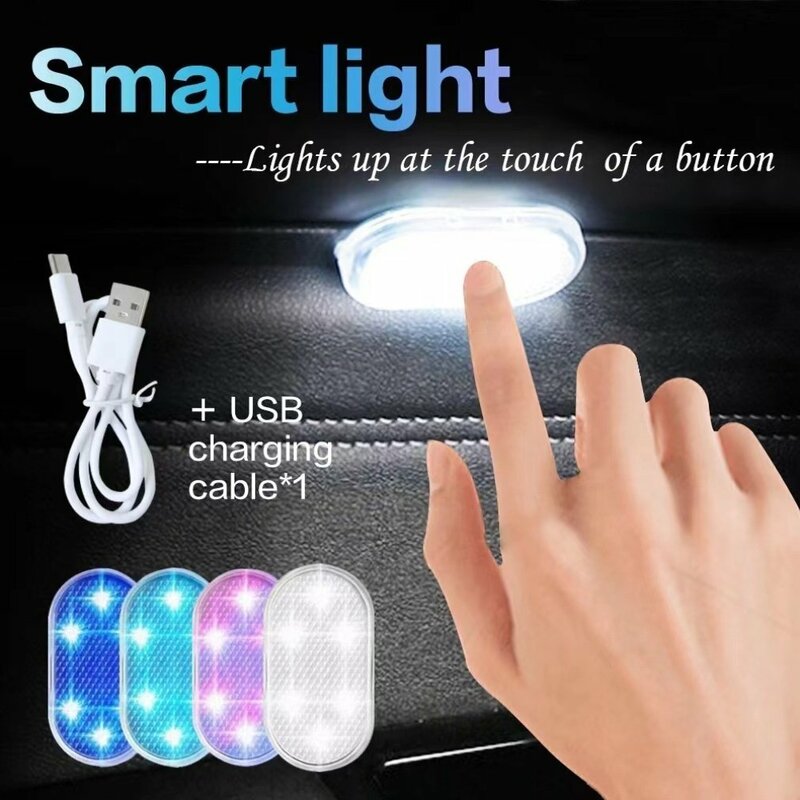 2024 New Car LED Touch Lights Wireless Interior Light Car Foot Light Decorative Mood Lighting Reading Light Car Accessories