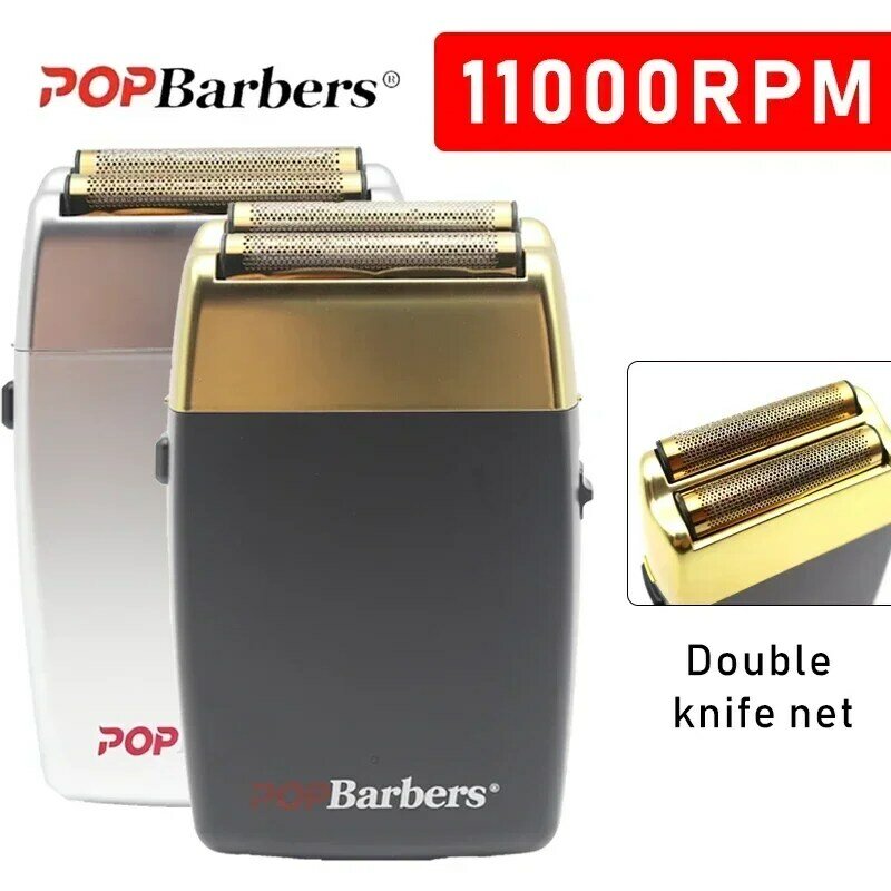 POP-Afeitadora eléctrica profesional P620 para hombre, con doble lámina máquina de afeitar, cortadora de pelo por USB, 11000 RPM