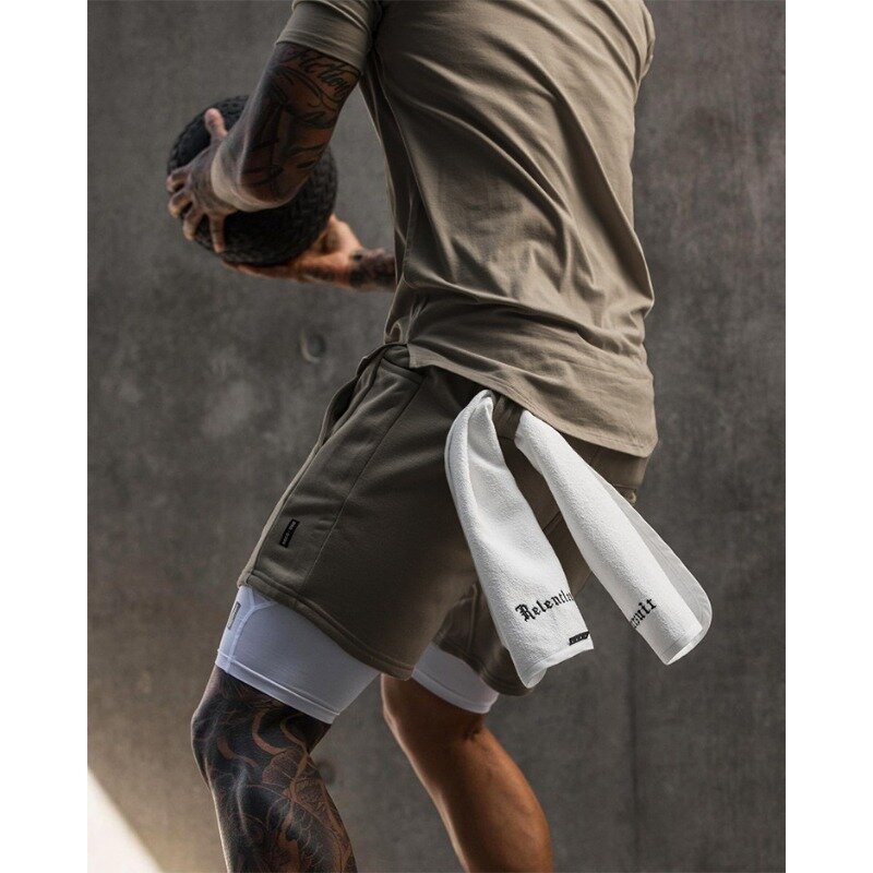 Pantalones cortos atléticos para hombre, ropa con lazos rectos, múltiples bolsillos, para correr, pantalones cortos de baloncesto