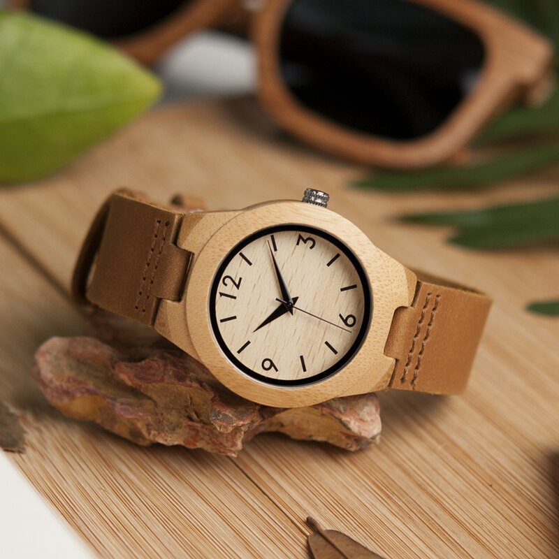 BOBO BIRD-Relojes de pulsera de bambú para hombre y mujer, cronógrafo de cuarzo a la moda, regalo de aniversario para pareja de madera
