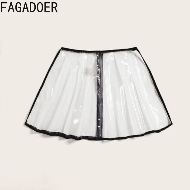 FAGADOER 여성용 시스루 미니 스커트, 투명 파티 클럽 복장, 섹시한 플리츠 짧은 스커트, 패션 볼 가운 스커트