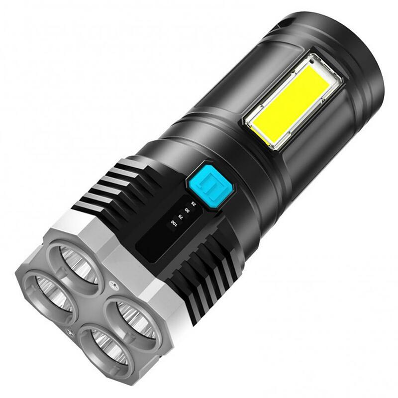 여행용 밝은 손전등, USB 장거리 손전등, 전술 조명, 측면 투광등 포함 LED 조명 램프