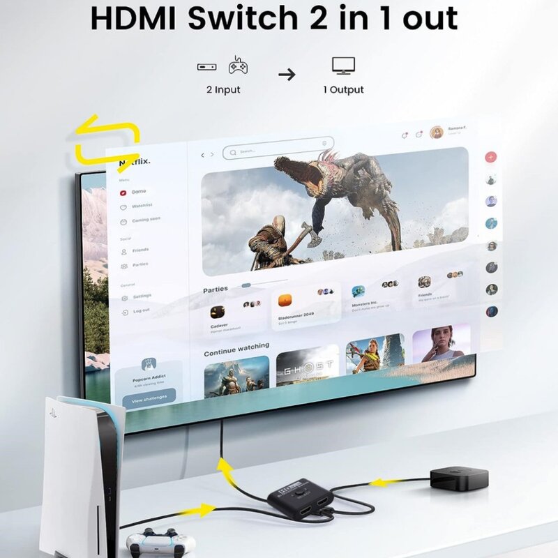 4k x 2k HDMI-Schalter bidirektional 2 Ports HDMI-Splitter-Schalter für Laptop-PC Xbox PS3/4 TV-Box zur Überwachung des TV-Projektor adapters