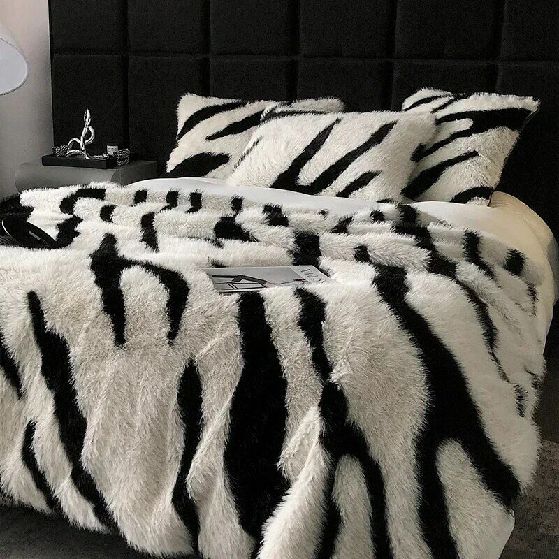 Luxury Faux Fur warm blanket for Winter double layer thickened Blankets for Bed Plaid Plush Sofa Blankets Microfiber bedding