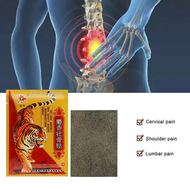 Parche analgésico de bálsamo de tigre para alivio del dolor reumatoide, adhesivo de medicina para esguince muscular, eficaz para artritis articular, 80 piezas