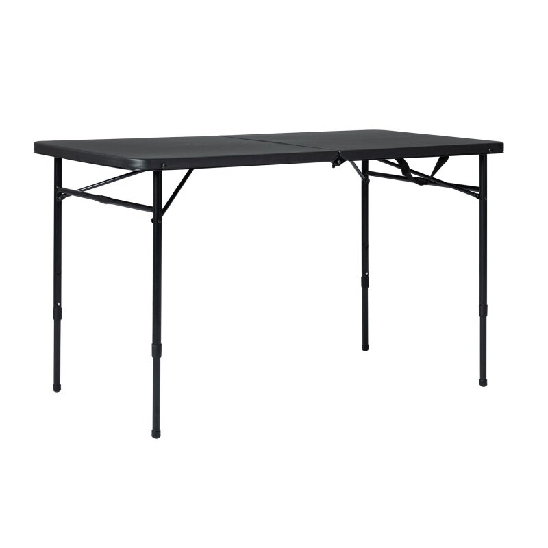 Mainstairs tavolo pieghevole regolabile pieghevole da 4 piedi, nero ricco