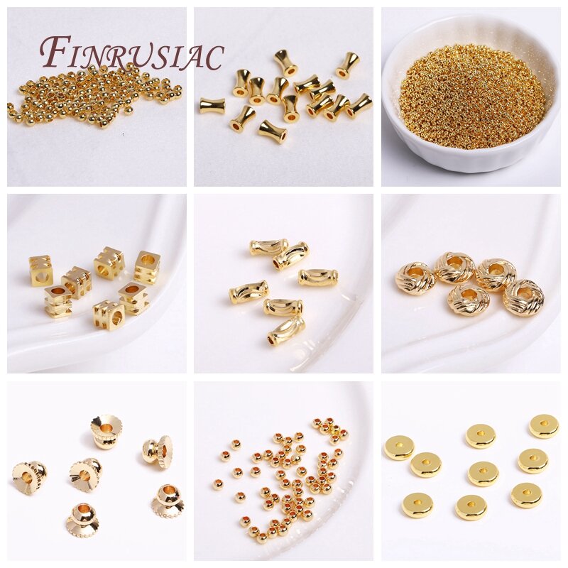 Wholesale 18K Gold Plated Brass Smooth Round Seamless Beads, Spacers Beads For Jewelry Making, Bulk Bracelet Necklace Beads