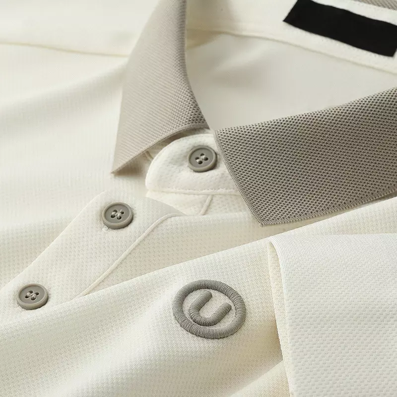 Men's Short-sleeved Ice Silk Cotton Polo Shirt Contrasting Collar T-shirt Thin and Light Business Casual Silk Cotton Paul Shirt