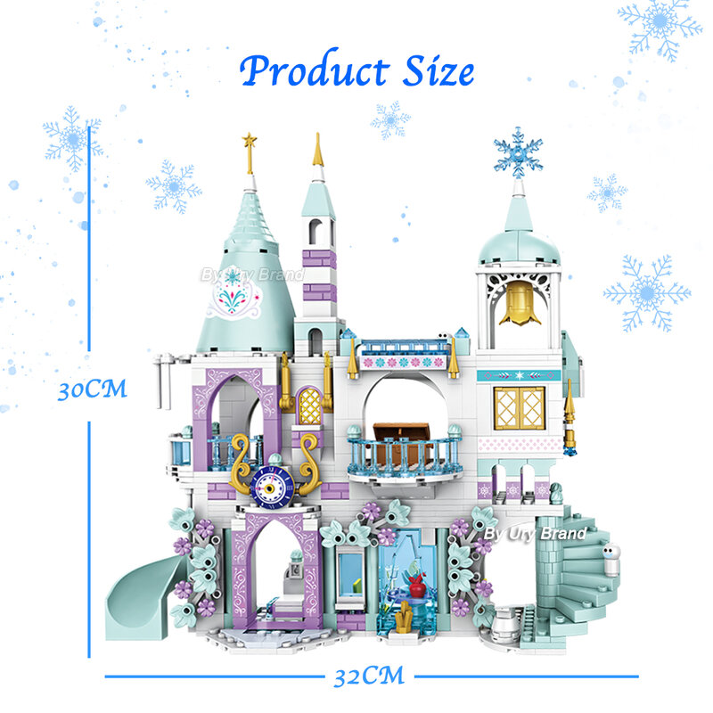 Ice Castle Playground House Building Blocks Set para Meninas, Figuras do Cavalo de Neve, Snow House, Luxury Princess Friends, DIY Gift Toy, Inverno