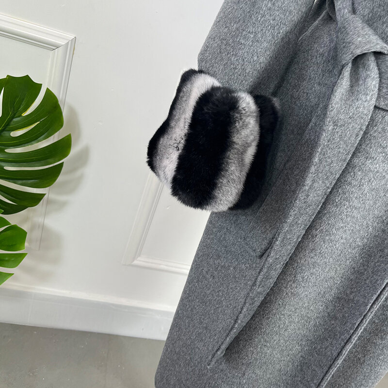 Kerah bulu asli penjualan terbaik mode musim dingin baru hangat kualitas tinggi manset bulu kelinci Rex alami