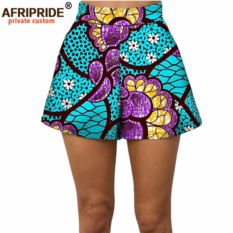 Shorts de praia casuais personalizados para mulheres, 100% algodão, estampa batik, padrão africano, privado, verão, 2024, A722108