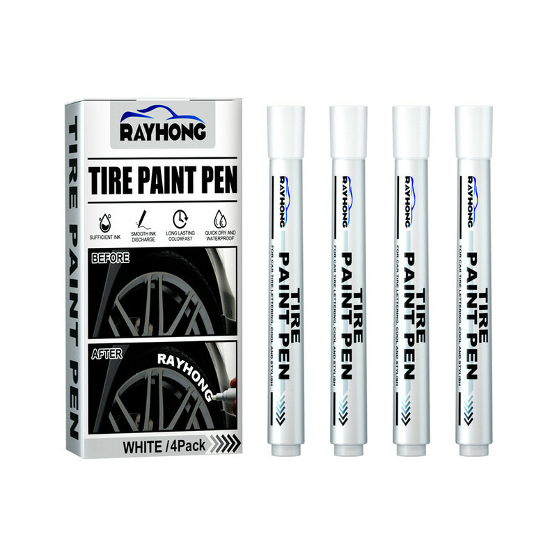 4 Stuks Auto Band Verf Marker Pennen Waterdichte Permanente Pen Fit Voor Auto Motor Tyre Tread Rubber Olie Gebaseerd