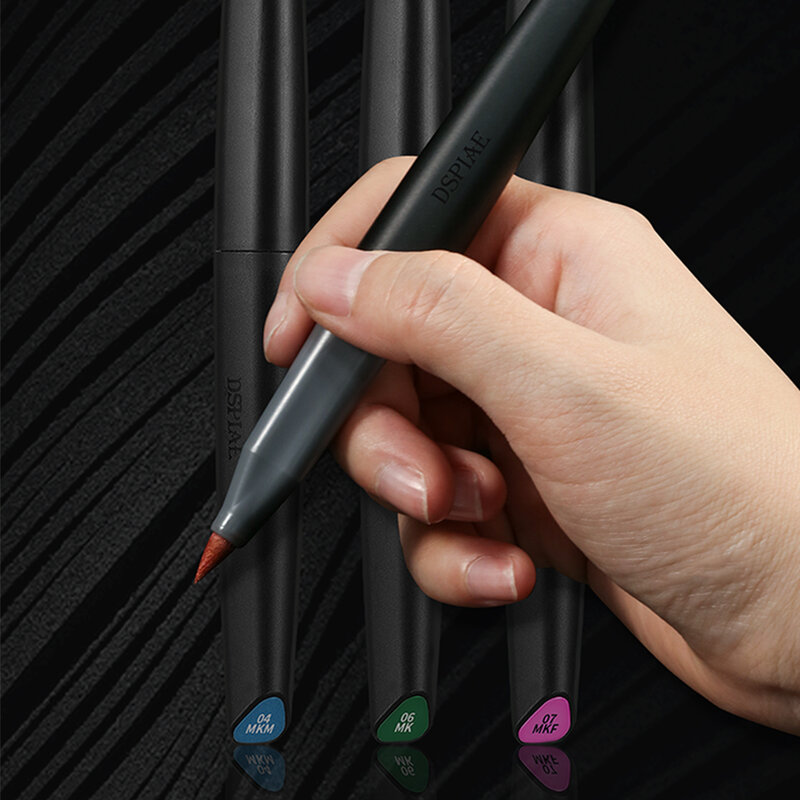 Dspiae ปากกาพู่กัน MK 12สีเป็นมิตรต่อสิ่งแวดล้อมกันน้ำปากกาเน้นข้อความแบบนุ่มสีเขียวเหลืองชมพูฟ้าส้ม12ชิ้น