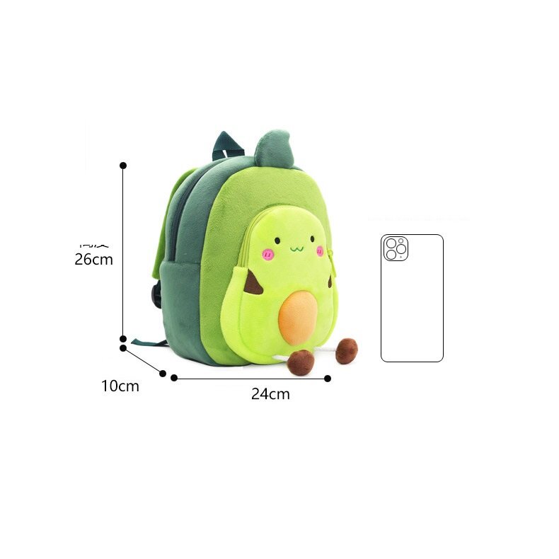 Personalised 11" Cute Fruit Toddler Backpack for Boys Girls, Custom Name Soft Plush Avocado Bag Mini Travel Backpacks
