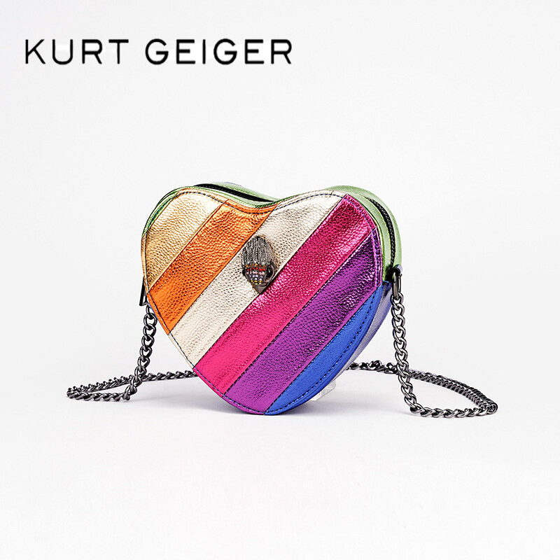 Borsa a tracolla nuova KURT GEIGER borsa a tracolla con giuntura arcobaleno a contrasto borsa da donna di tendenza di moda di marca britannica