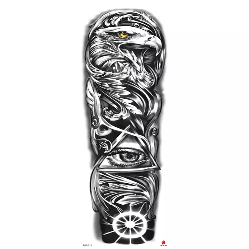 Adesivi per tatuaggi a braccio intero con la corona della vergine di gesù e adesivi per tatuaggi impermeabili leone