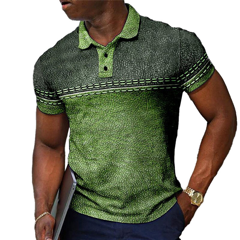 Brand New High Quality Tops T-Shirt Soft Stylish Tee Blouse Button Collar Comfortable Mens Muscle Office Print