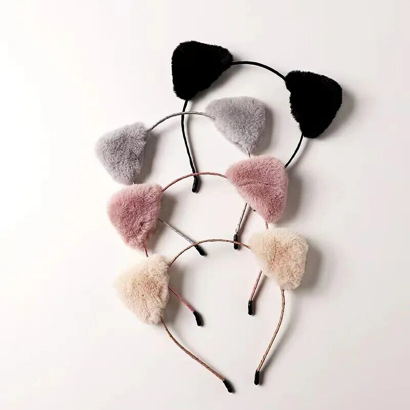 1Pc Cat Ears Headband for Women Cartoon Plush Hair Band Anime Cosplay Cute Face Wash Hairband Headware Girls Hair Accessories