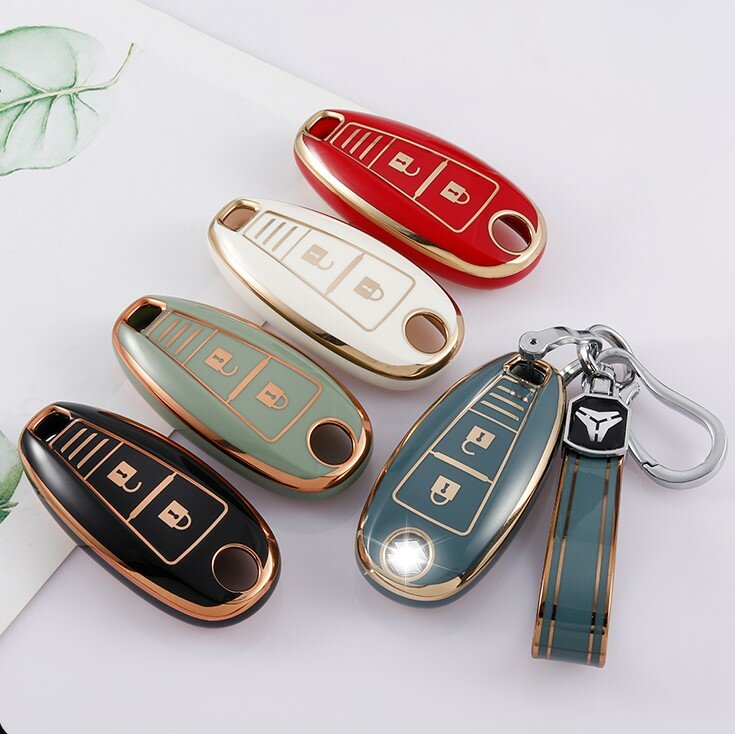 Voor Suzuki Baleno Ertiga Ciaz Ignis Kizashi Swift SX4 S-Cross Vitars Tpu Lederen Auto Smart Key Cover Case bag Protector Sleutelhanger