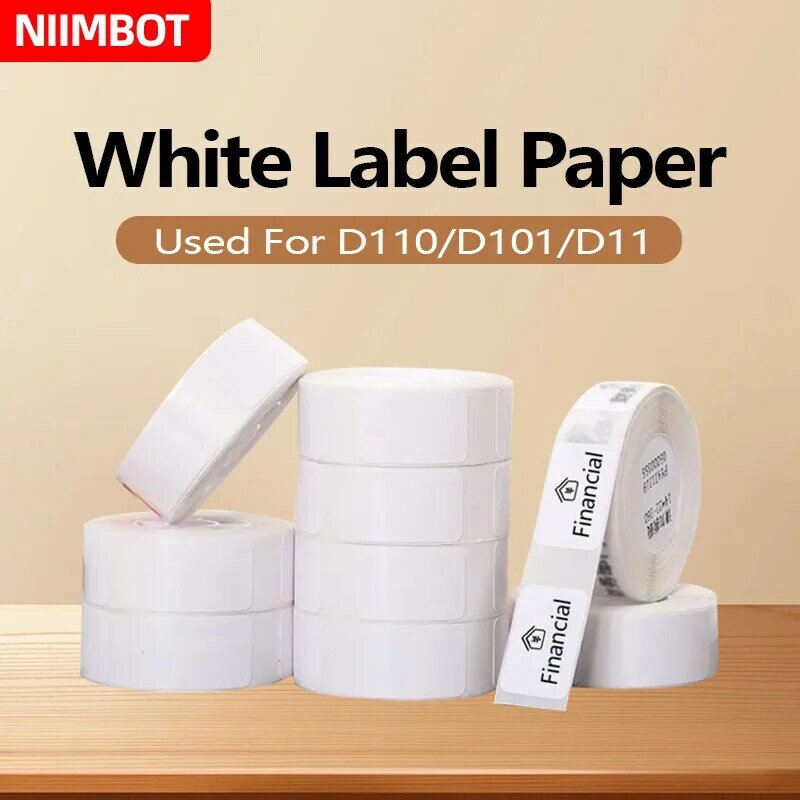 Niimbot สติกเกอร์ติดด้วยตนเองสีขาว/สาย/สี/สี/เครื่องพิมพ์แบบพกพาขนาดเล็กสติกเกอร์กันน้ำติดเองเหมาะสำหรับ D11/วัน