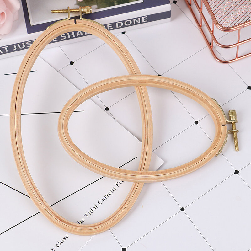 1pc Wooden Bamboo Embroidery Frame Oval Embroidery Hoop Ring Cross Stitch Machine DIY Needlecraft Household Sewing Tool