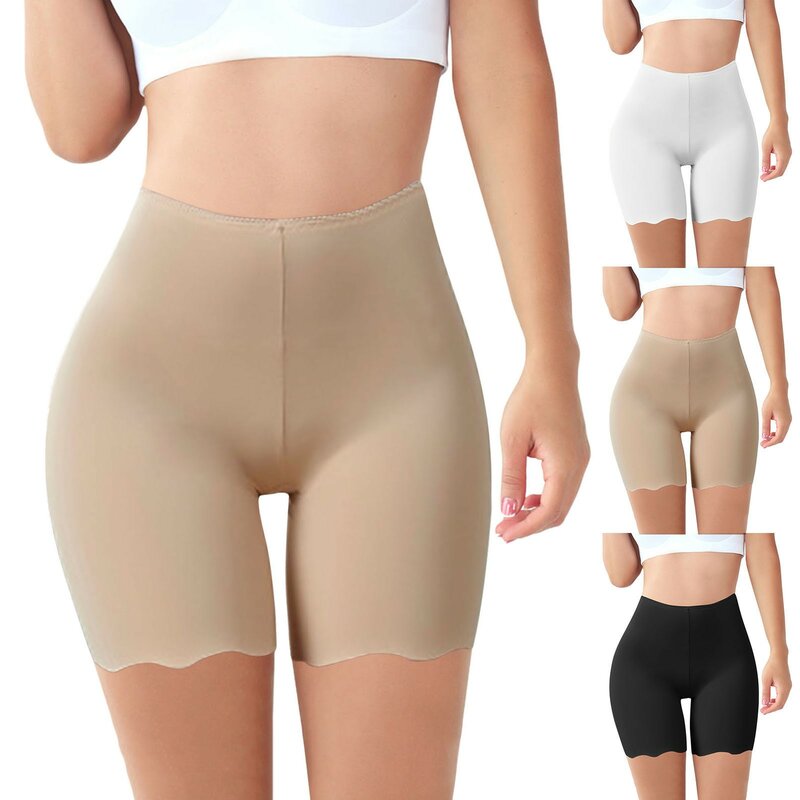 Summer Womens Seamless Ice Silk Safety Short Pants High Waist Summer Breathable Underwear Anti Rubbing Under Skirt Boxers Female