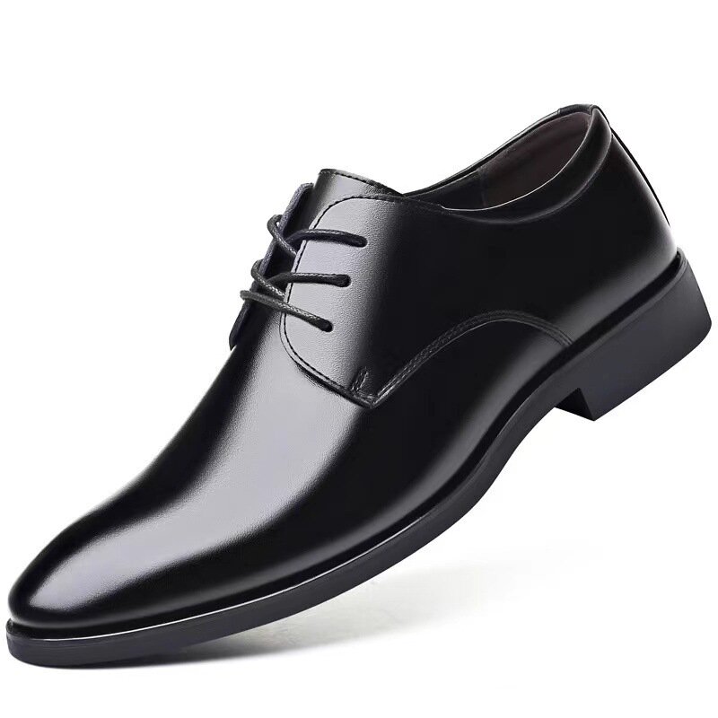 Męskie oddychające buty skórzane czarny miękki skóra miękka na dole wiosna i jesień drużba męska biznes formalna odzież obuwie Casual